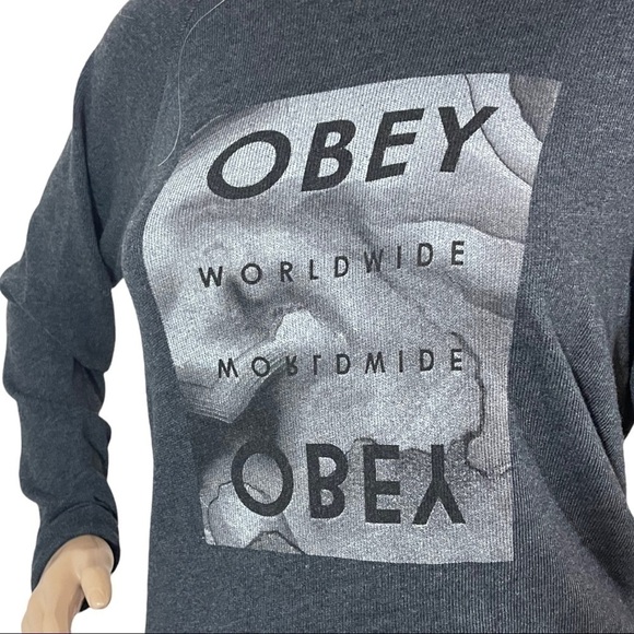 Obey charcoal gray lightweight sweatshirt - Picture 2 of 8